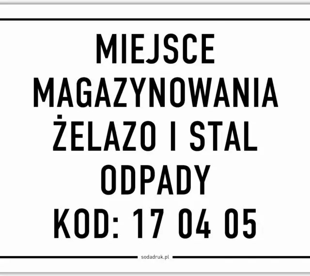 Miejsce magazynowania żelaza i stali. Odpady, kod: 17 04 05.