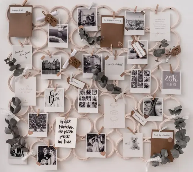 Ein Visionboard mit inspirierenden Bildern und Zitaten wie "Girl Boss" und "grow".