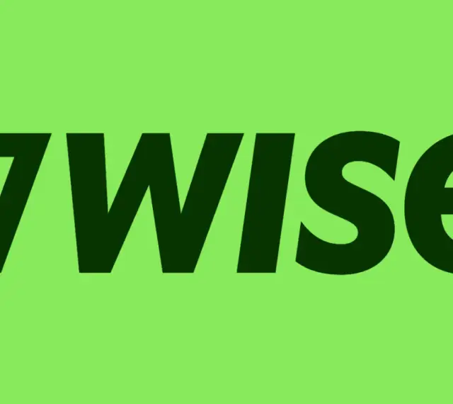 Logo z napisem "7Wise" na zielonym tle. To znak rozpoznawczy firmy oferującej konto Wise.