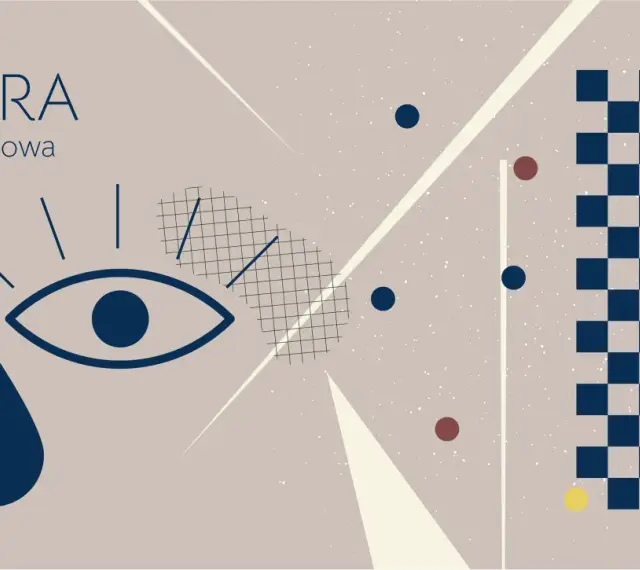 Aura migrenowa: czy migrena oczna jest niebezpieczna? Abstrakcyjny motyw z okiem, łzą i szachownicą.