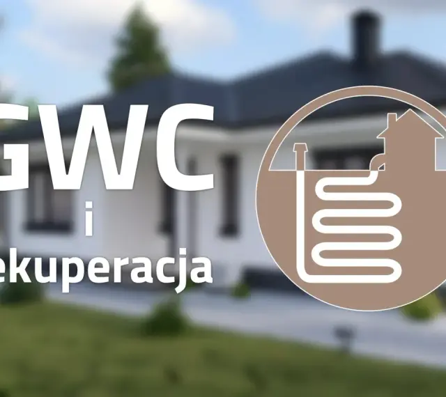 GWC i rekuperacja: schemat domu z gruntowym wymiennikiem ciepła pod ziemią.