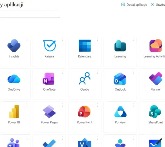 Widok pulpitu nawigacyjnego aplikacji, gdzie wyróżniono ikonę Power Apps.
