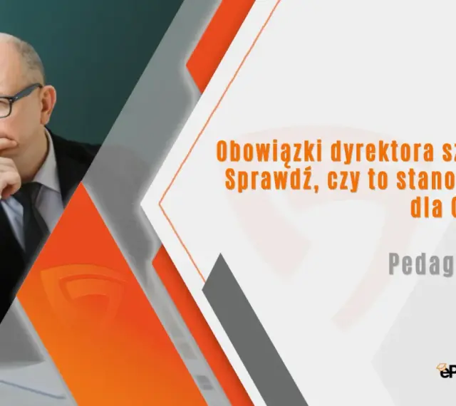 Zamyślony dyrektor szkoły podstawowej w okularach, zastanawia się nad obowiązkami. Czy to stanowisko dla Ciebie? Pedagogika.