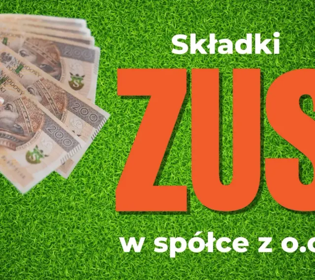 Ręka trzyma banknoty 200 zł. Obok napis "Składki ZUS w spółce z o.o.". Umowa o dzieło a podatek ZUS.
