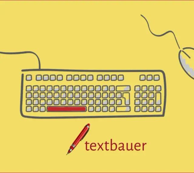 Ein Stift und eine Tastatur mit Maus, bereit für den textbauer, der mit einem geschützten Leerzeichen beginnt.