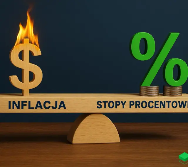 Waga pokazuje, że wysoka inflacja (symbol dolara w ogniu) przeważa nad stopami procentowymi NBP.
