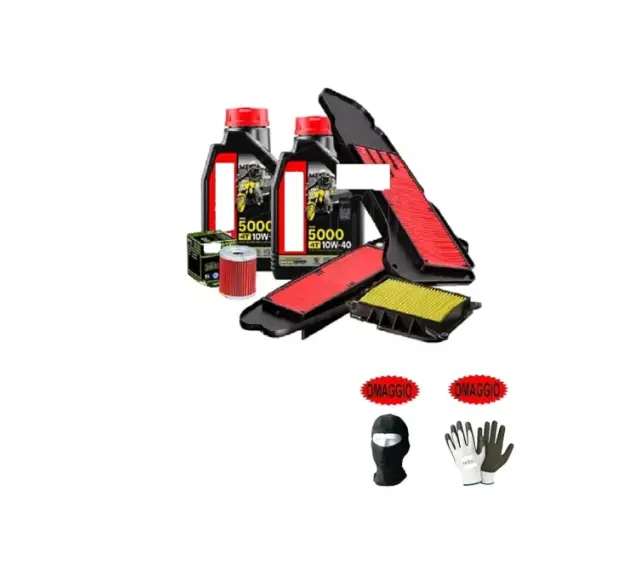 Kit manutenzione per Agility 125: olio motore, filtri aria e olio, passamontagna e guanti in omaggio.