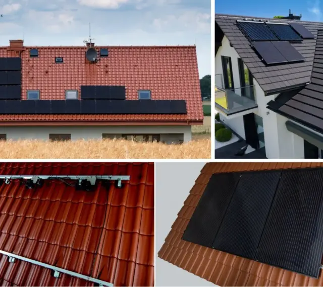 Panele fotowoltaiczne na dachach domów, od tradycyjnych po nowoczesne, zbierają energię słoneczną.