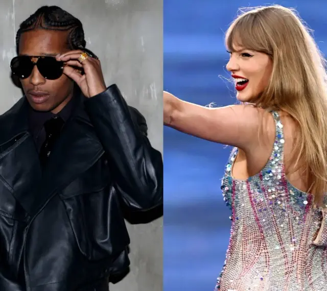 ASAP Rocky w skórzanej kurtce i Taylor Swift w błyszczącej sukience.