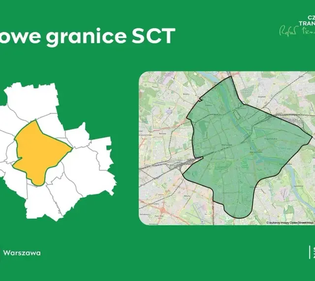 Nowe granice strefy czystego transportu w Warszawie. Mapa pokazuje obszar SCT.