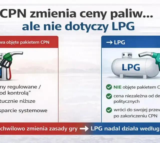 CPN zmienia ceny paliw, ale nie dotyczy to LPG. Cena LPG pozostaje rynkowa, niezależna od politycznych decyzji.