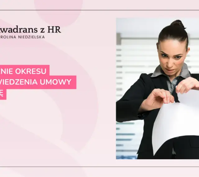 Kobieta w garniturze rozdziera dokument. Temat: skrócenie okresu wypowiedzenia umowy o pracę.