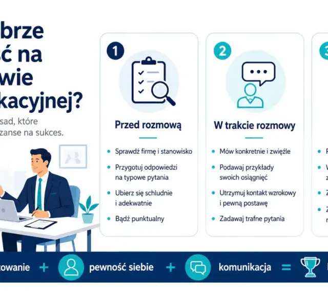 Jak dobrze wypaść na rozmowie kwalifikacyjnej? Przygotowanie, pewność siebie i komunikacja to klucz do sukcesu.