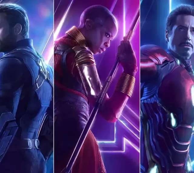 Kapitan Ameryka, Okoye i Iron Man - kluczowi bohaterowie w filmie "Avengers: Wojna bez granic obsada".