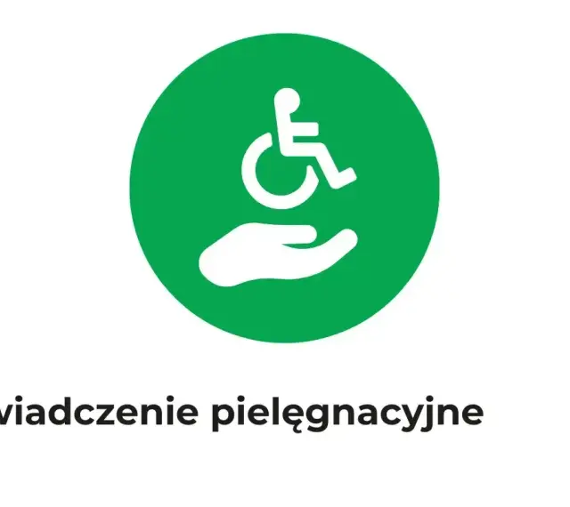 Symbol opieki nad osobą niepełnosprawną, symbolizujący wsparcie i pomoc. Opiekun osoby niepełnosprawnej.
