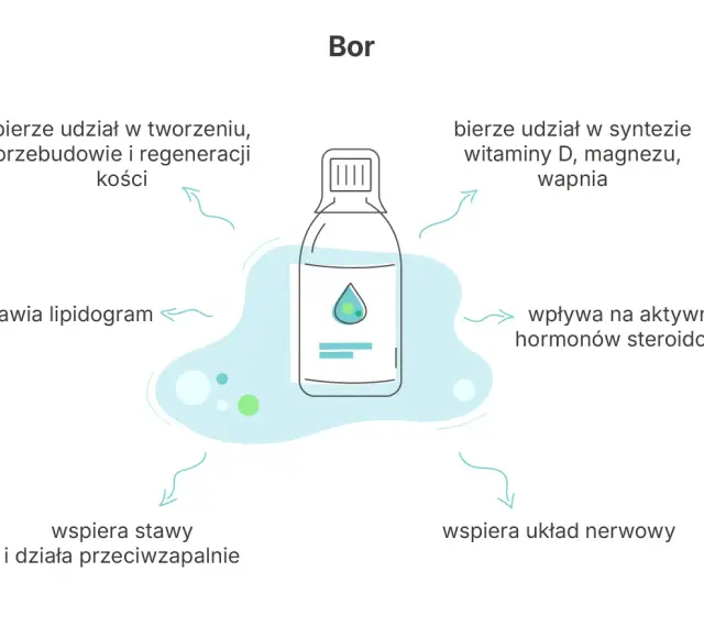 Bor suplement: wspiera kości, stawy, układ nerwowy, poprawia lipidogram, wpływa na hormony i syntezę witamin.