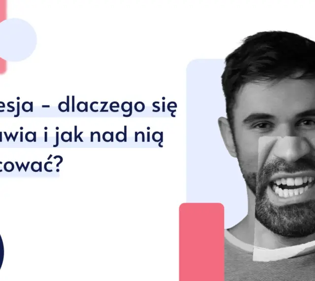 Mężczyzna z rozerwaną twarzą, symbolizującą problem, jak radzić sobie z agresją. Tekst pyta o przyczyny i sposoby pracy nad nią.