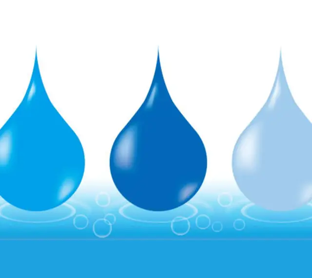 Gocce d'acqua blu, una che suggerisce un condizionatore perde acqua unità esterna.