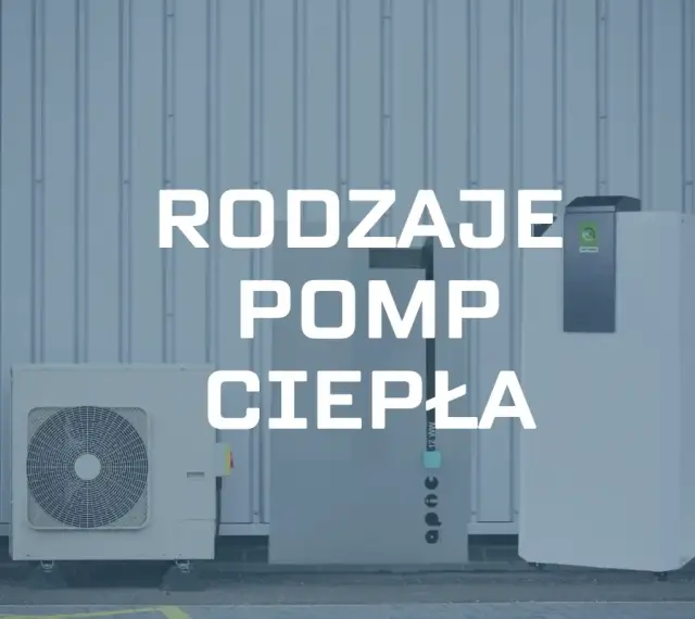 Trzy urządzenia, które prezentują różne rodzaje pomp ciepła, stoją przed budynkiem.