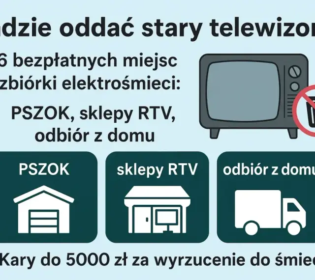 Gdzie oddać stary telewizor? Dowiedz się o 6 bezpłatnych miejscach zbiórki elektrośmieci: PSZOK, sklepy RTV, odbiór z domu.