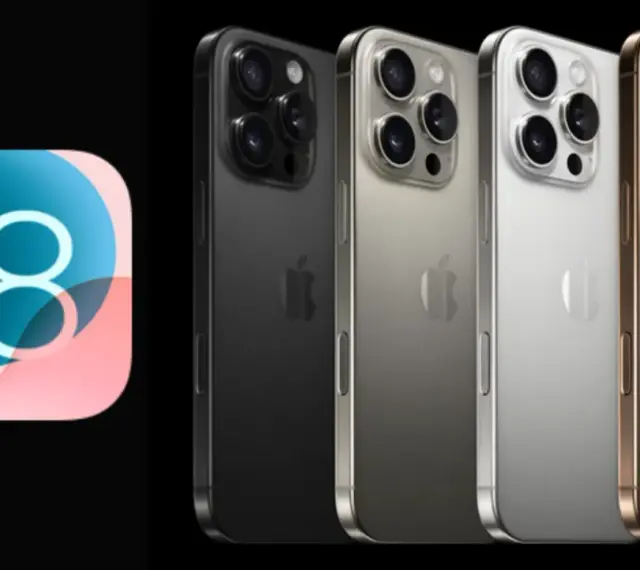 Ikona z cyfrą 18 i cztery iPhone'y w różnych kolorach: czarny, srebrny, biały i złoty. Nadchodzi iOS 18.
