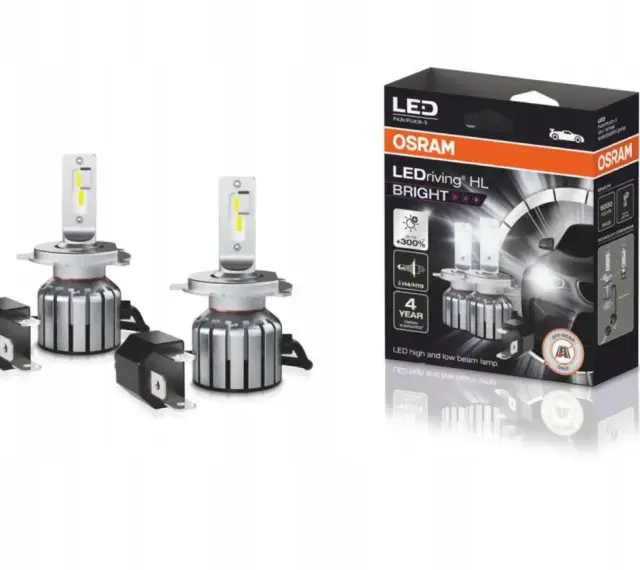 Zestaw dwóch żarówek LEDriving HL BRIGHT OSRAM H4/H19 do świateł drogowych i mijania.