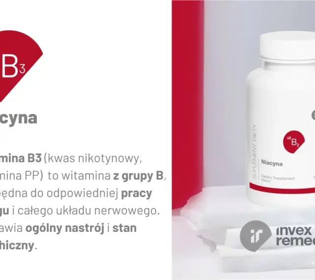 Witamina B3 (niacyna) wspiera pracę mózgu i układu nerwowego, poprawiając nastrój i stan psychiczny.