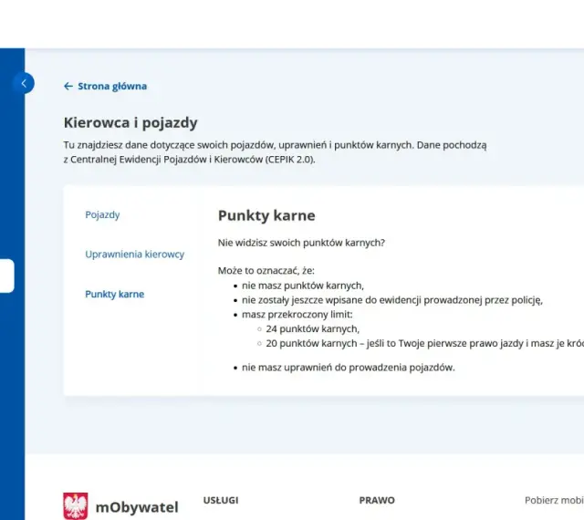 Sprawdź ile punktów karnych masz na swoim koncie kierowcy. Informacje z CEPIK 2.0.