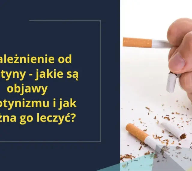 Dłoń miażdży papierosy, symbolizując walkę z uzależnieniem od nikotyny i objawami nikotynizmu.