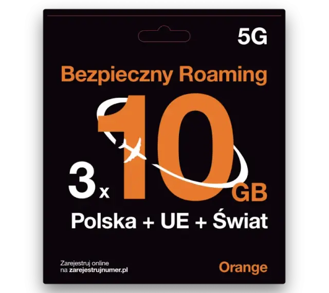 Bezpieczny roaming 5G od Orange: 3x10 GB na Polskę, UE i Świat. Idealny dla podróżujących.