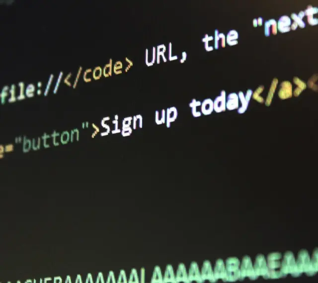 Fragment kodu html z przyciskiem "Sign up today".