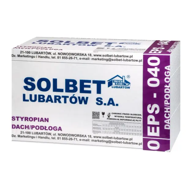 Opakowanie styropianu Solbet EPS 040 Dach/Podłoga, idealny do izolacji podłóg i dachów.