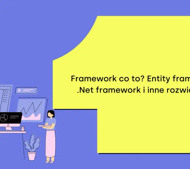 Zespół pracuje nad projektem, omawiając .Net framework i inne rozwiązania.
