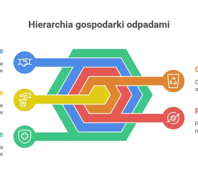 Hierarchia gospodarki odpadami: zapobieganie, ponowne użycie, unieszkodliwianie, odzysk i recykling. Unikaj żużlu odpad.