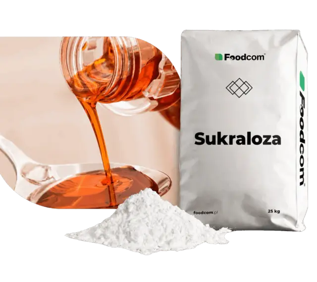 Sukraloza co to? Słodzik w proszku i płynie, opakowanie Foodcom 25 kg.