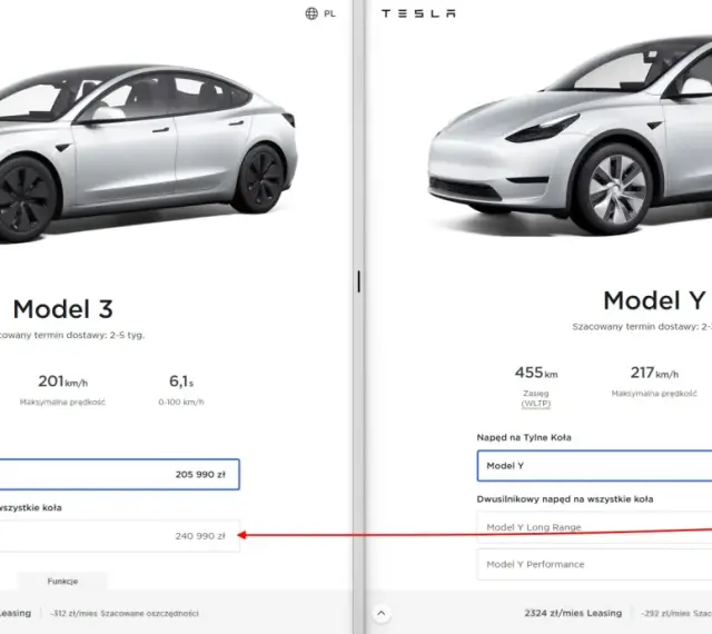 Porównanie modeli Tesla: Model 3 i Model Y. Sprawdź aktualną tesla cena i specyfikacje.