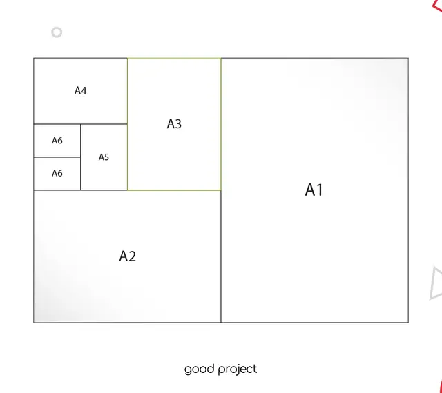 Schemat rozmiarów papieru: A1, A2, A3, A4, A5, A6. Idealny do każdego projektu.