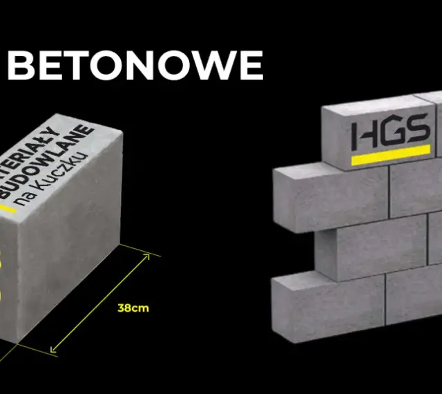 Bloczki betonowe HGS: wymiary 38x24x14 cm, klasy B15 i B20. Idealne do fundamentów.