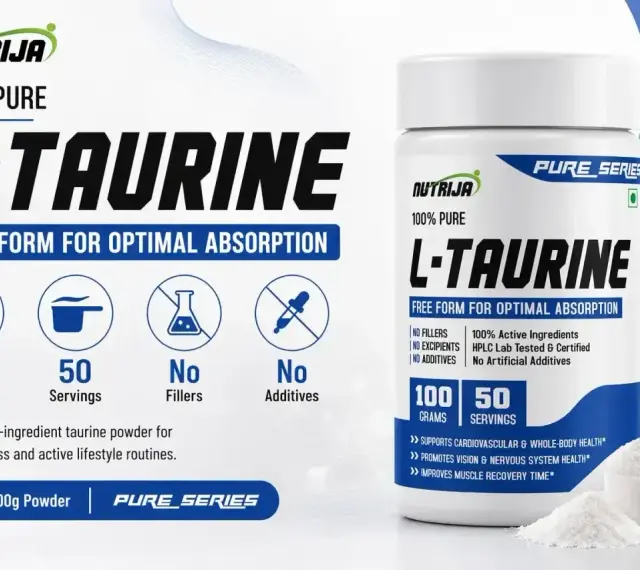 Czy tauryna pobudza? Nutrija L-Taurine, 100% czysty proszek, 2g na porcję, 50 porcji. Wspiera zdrowie, poprawia regenerację. Bez wypełniaczy i dodatków.
