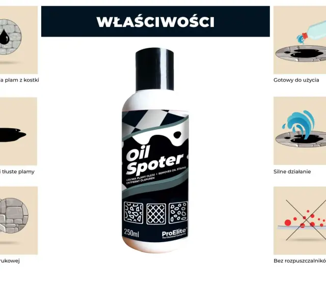 Chcesz wiedzieć, czym zmyć olej z kostki? Ten środek "Oil Spotter" skutecznie usuwa plamy oleju i tłuszczu z kostki brukowej i kamienia.