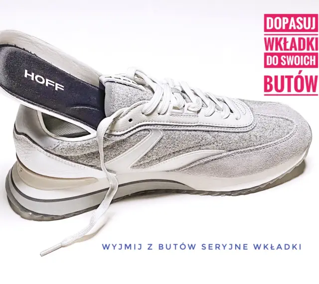 Szare buty sportowe z wyjętą wkładką HOFF. Idealne, gdy szukasz odpowiedzi na pytanie: jakie buty na ostrogi piętowe?