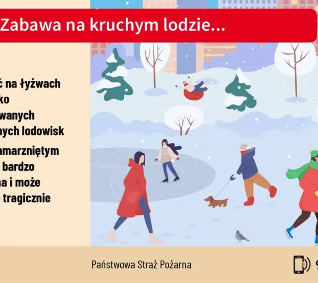 Zimowa zabawa na kruchym lodzie jest niebezpieczna. Czy łódź jest bezpiecznym miastem? Tylko zorganizowane lodowiska gwarantują bezpieczeństwo.