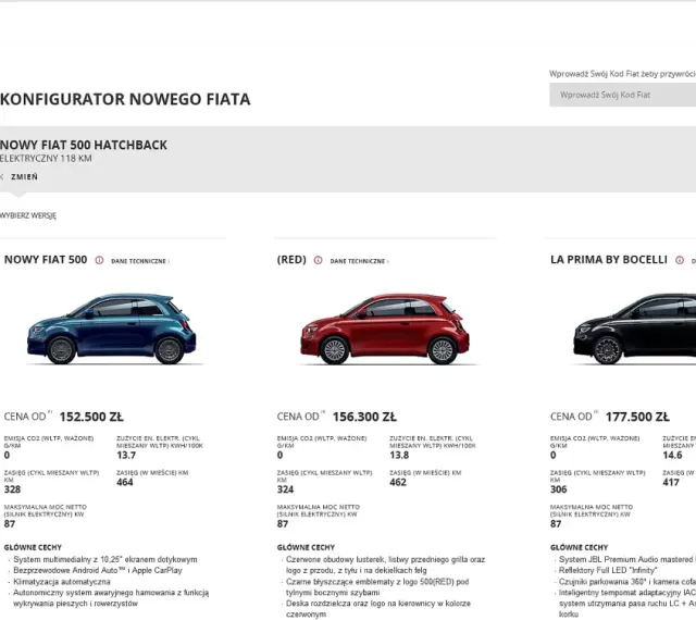 Nowy Fiat 500: poznaj jego cenę i wersje. Elektryczny, z zasięgiem do 464 km.