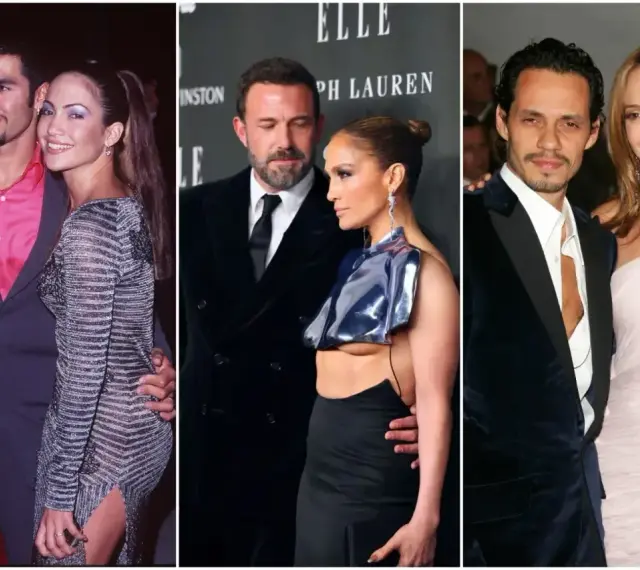 Jennifer Lopez z mężami: Ojani Noa, Ben Affleck i Marc Anthony.