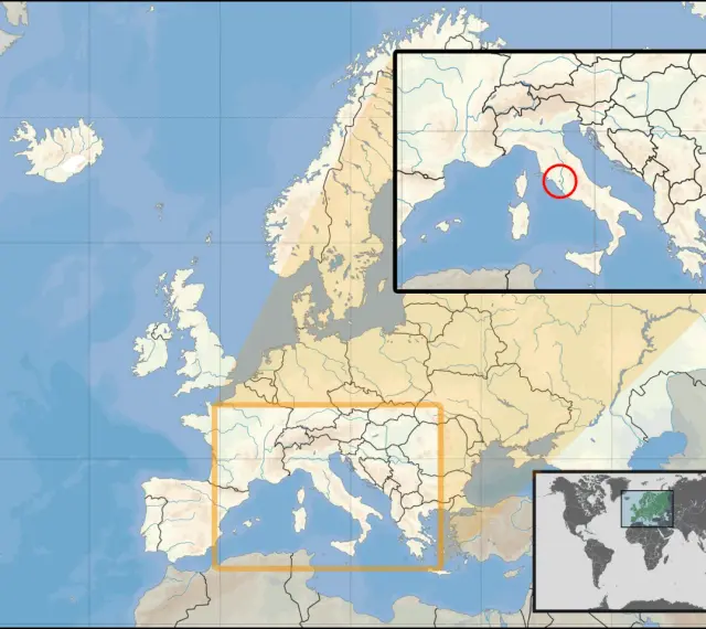 Mapa Europy z zaznaczonym Rzymem i Watykanem. Gdzie jest Watykan? Włochy, w obrębie Rzymu.