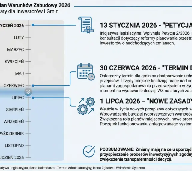 Kalendarium zmian Warunków Zabudowy 2026. Prawda o rzekomym braku odszkodowań za utratę wartości działki po reformie: od 1 lipca nowe zasady WZ.