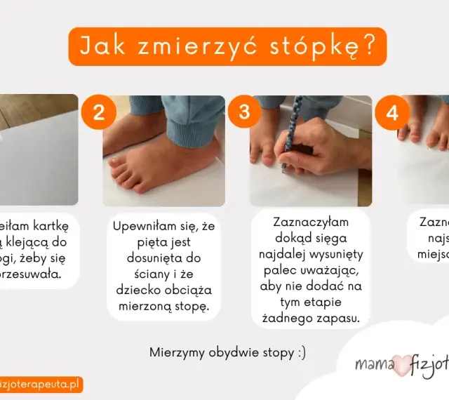 Jak zmierzyć stopę dziecka? Krok po kroku: przyklej kartkę, upewnij się, że pięta jest dosunięta, zaznacz najdłuższy palec i najszersze miejsca. 13 cm jaki to rozmiar buta dziecka?