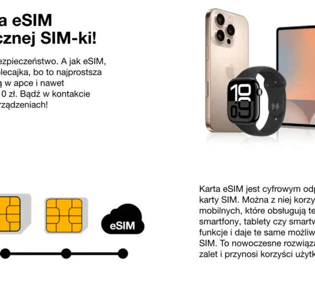 Jak włączyć eSIM Orange? Wirtualna karta eSIM to wygoda i bezpieczeństwo. Aktywuj ją w apce i bądź w kontakcie na wielu urządzeniach.