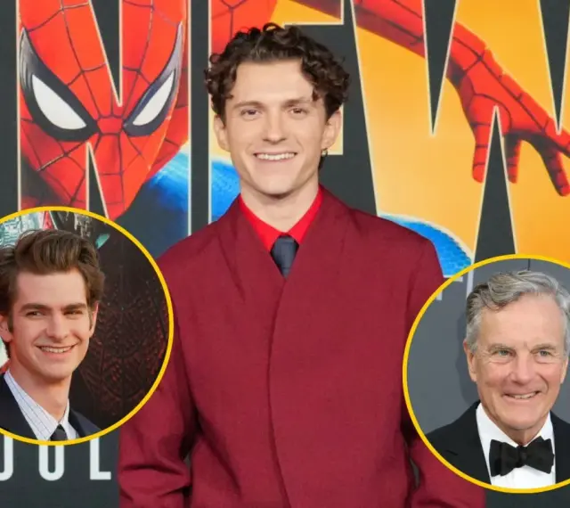 Tom Holland, Andrew Garfield i Willem Dafoe, gwiazdy filmów o Spider-Manie, na premierze.