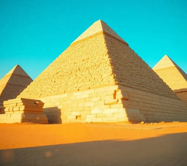 Majestätische Pyramiden in Ägypten, im warmen Licht der Wüstensonne.